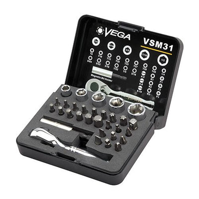 VEGA VSM31 31 Piece Industrial Driver Bit, Socket & Ratchet Set