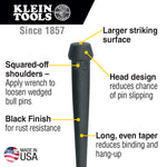 KLEIN TOOLS 3256 Broad-Head Bull Pin. Made in U.S.A. (Small Bull Pin) Length 10