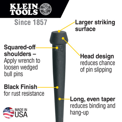 KLEIN TOOLS 3255 Broad-Head Bull Pin. Made in U.S.A. (Large Bull Pin) Length 13-3/4"