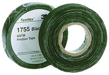 3M Temflex Cotton Friction Tapes 1755, 60 ft x 3/4 in, Black