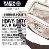 Klein 5102-14SP 14'' Deluxe Canvas Tool Bag With Detachable Shoulder Strap