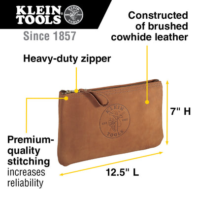 Klein 5139L Top-Grain Leather Zipper Bag