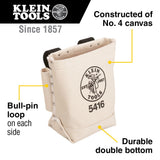 KLEIN TOOLS 5416 Canvas Bolt Bags with Bull-Pin Loop On Each Side( Black Loops-Back Side)
