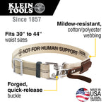 KLEIN TOOLS 5425XL Cotton/Polyester Blend Tool Belt w/ Quick-Release Buckle Size X-Large 38"-58"