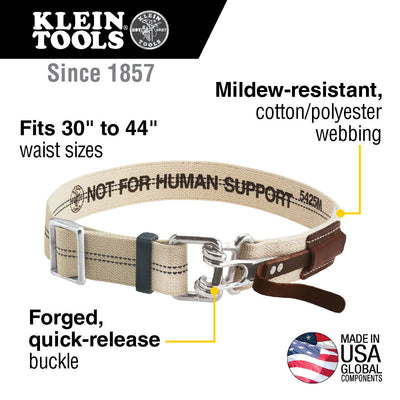 KLEIN TOOLS 5425M Cotton/Polyester Blend Tool Belt w/ Quick-Release Buckle Size Medium 30"- 44"