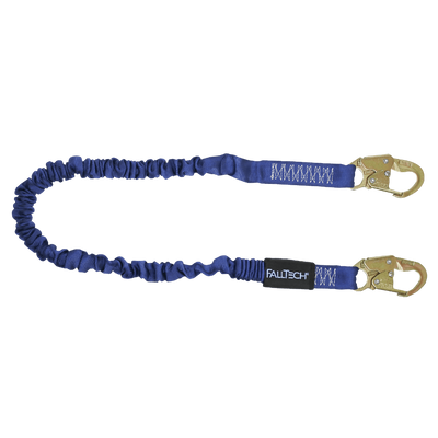 Falltech 8240 4½' to 6' ElasTech® Energy Absorbing Lanyard, Single-leg with Steel Snap Hooks