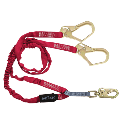 Falltech 8247Y3 6' Ironman® Internal 12' free fall Lanyard, Double-leg with Steel Connectors