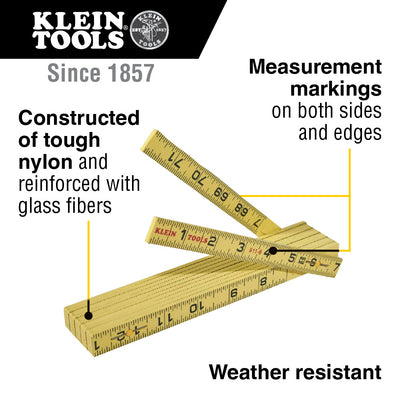 Klein 911-6 Fiberglass Folding Rule - Outside Reading 6'