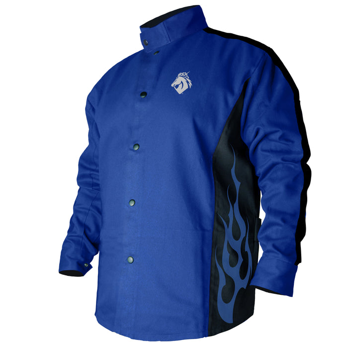 Revco Black Stallion BXRB9C Flame-Resistant Welding Jacket - Blue with Blue Flames