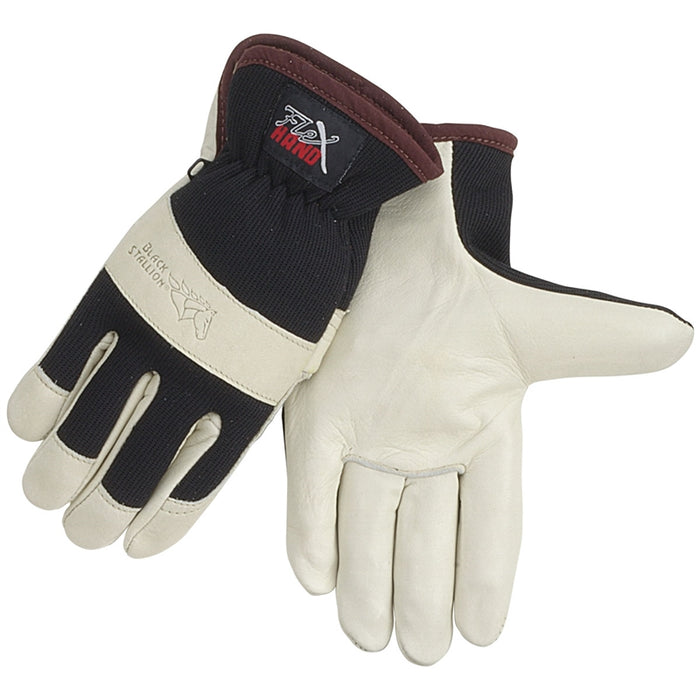 Black Stallion 19C FlexHand Standard Spandex and Grain Cowhide Driving Gloves