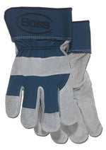 Boss Gloves 1JL 4095U Leather Palm w/ Variety Color Cotton Backs. 12 Pairs