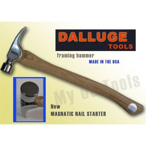 DALLUGE 2115-C 21oz. Framing Hammer Serrated Face w/ Nailoc Magnetic Holder - Curved Handle