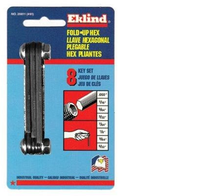 EKLIND 20811 FOLD UP HEX KEY SET-INCH, .050 UP TO 5/32 MADE IN USA