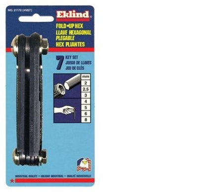 EKLIND 21172 FOLD UP HEX KEY SET- METRIC SETS , SIZE 2 mm UP TO 8 mm (Medium ) MADE IN USA