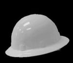 Fibre-Metal White SUPEREIGHT Class E, G or C Type I Thermoplastic Hard Hat With Full Brim And 3-R Ratchet Suspension. Color - White