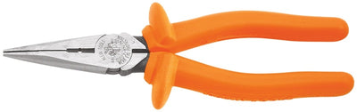 Klein D203-8-INS 8" Insulated Heavy-Duty Long-Nose Pliers - Side-Cutting