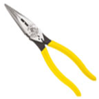 Klein Tools D203-8NCR Long-Nose Pliers, HD Side Cutters/Skinning Hole/Crimp Die