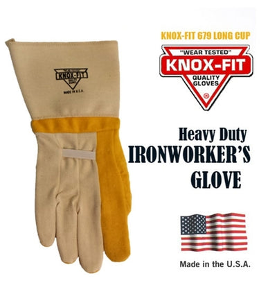 Knox-Fit 679 Heavy Duty Ironworkers Gloves 12 Pairs MADE IN USA (Long Cuff)