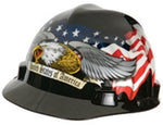 MSA 10079479 V-GARD HARD CAP WITH FAS -TRAC SUSPENSION AND AMERICAN FLAG WITH 2 EAGLES