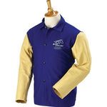 REVCO RFB9-30C-PS BLACK STALLION FRB9-30C-PS Hybrid 9 oz. FR and Grain Pigskin Welding Coat - 30" Royal Blue/Tan