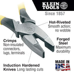 Klein Tools J213-9NECR Journeyman Side-Cutting Pliers, Hi-Leverage NE, Crimp Die
