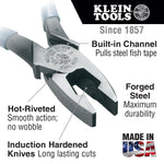 Klein D213-9NETP 9" High-Leverage Side-Cutting Pliers - Fish Tape Pulling