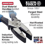 Klein Tools J2000-9NE Journeyman 2000 Series Side-Cutting Pliers, Hi-Leverage NE. (Light Blue/Black)